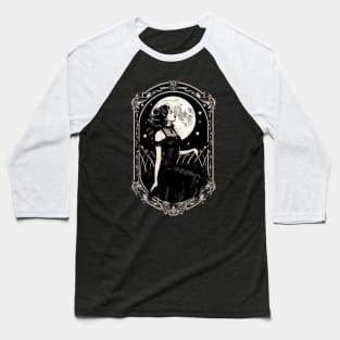 Gothic Vintage Witch and Moon Baseball T-Shirt